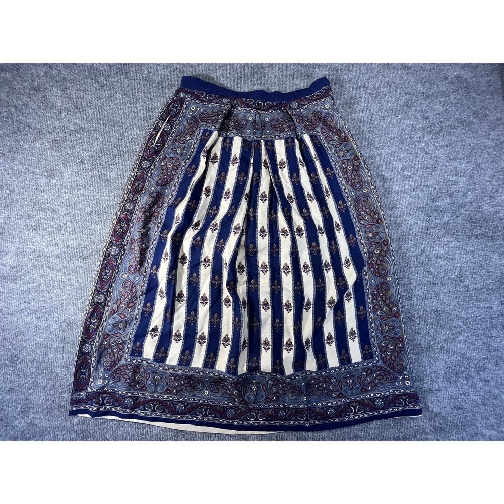 Vtg Umi Anne Crimmins Womens 8 Paisley Border Fleur-De-Lis Motifs Midi Skirt